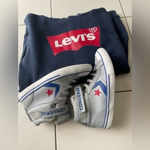 Boys Converse Hightop  Shoes Size 3 and Levi’s Hoodie Boys XL